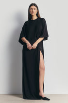 Relaxed Dropped Waist T-Shirt Gown - Black