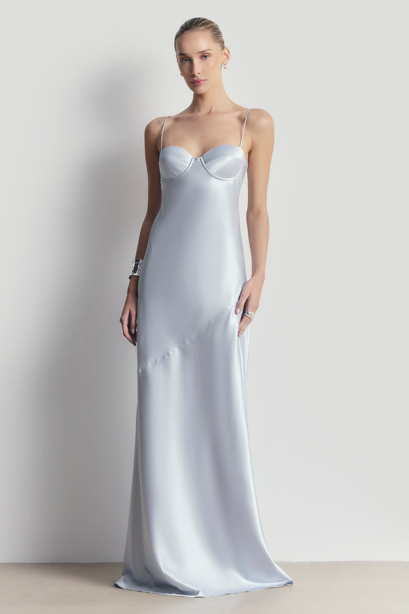 Satin Cup Detail Slip Dress - Frost