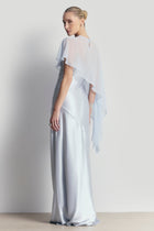 Sheer Chiffon Asymmetric Cape - Powder Blue