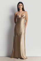 Satin Cup Detail Slip Dress - Bronze