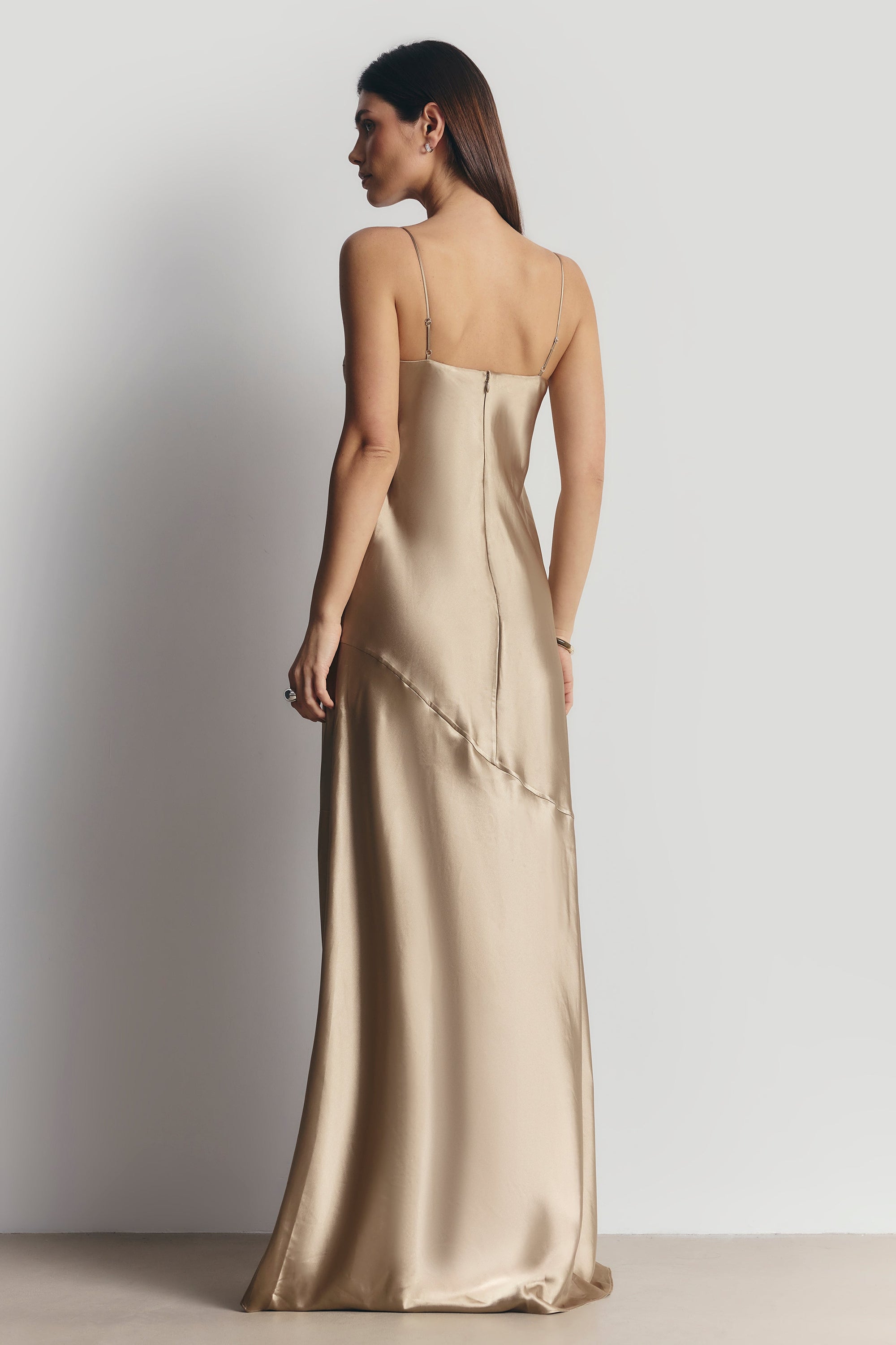 Satin Cup Detail Slip Dress - Bronze