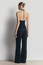Cupro Jacquard Tailored Wide Leg Trousers - Charcoal