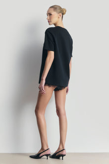 Satin Lace Detail Shorts - Black
