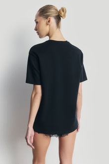 Satin Lace Detail Shorts - Black