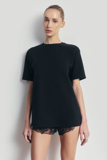 Satin Lace Detail Shorts - Black