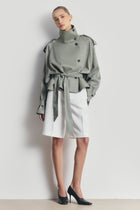 Cropped Funnel Neck Trench - Antique Sage