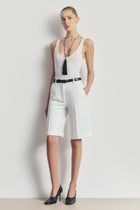 Semi Sheer Scoop Neck Bodysuit - White