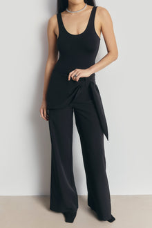 Tailored Draped Belt Trousers - Black