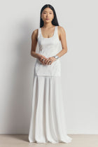 Jacquard Corset Gown with Chiffon Skirt - White