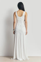 Jacquard Corset Gown with Chiffon Skirt - White