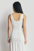 Jacquard Corset Gown with Chiffon Skirt - White