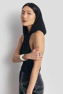 Hooded Halterneck Bodysuit - Black