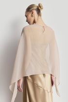 Sheer Chiffon Curved Hem Cape - Champagne