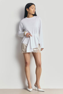 Satin Lace Detail Mini Skirt - Champagne