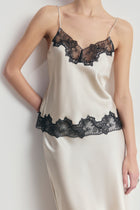 Satin Lace Detail Camisole - Champagne/Black
