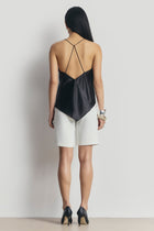 Satin Panel Detail V Neck Camisole - Black