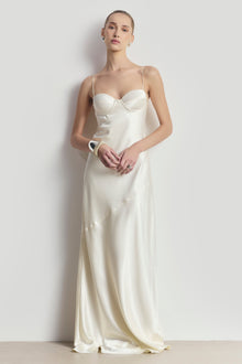 Satin Cup Detail Slip Dress - Cream