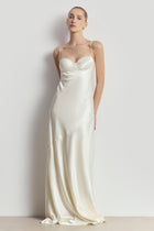 Satin Cup Detail Slip Dress - Cream