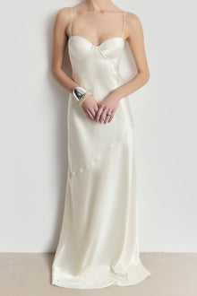 Satin Cup Detail Slip Dress - Cream