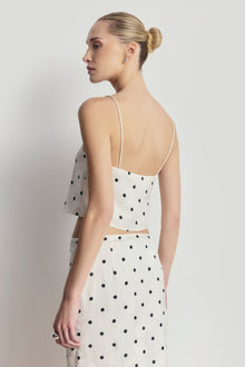 Satin Jacquard Polka Dot Camisole Top - Cream Polka Dot