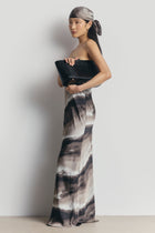 Satin Strapless Maxi Dress - Sage Marble