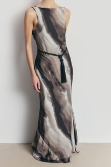 Satin Backless Cowl Maxi Dress - Sage Marble