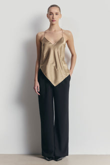Satin Panel Detail V Neck Camisole - Bronze