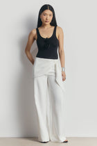 Tailored Draped Belt Trousers - White