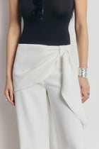 Tailored Draped Belt Trousers - White