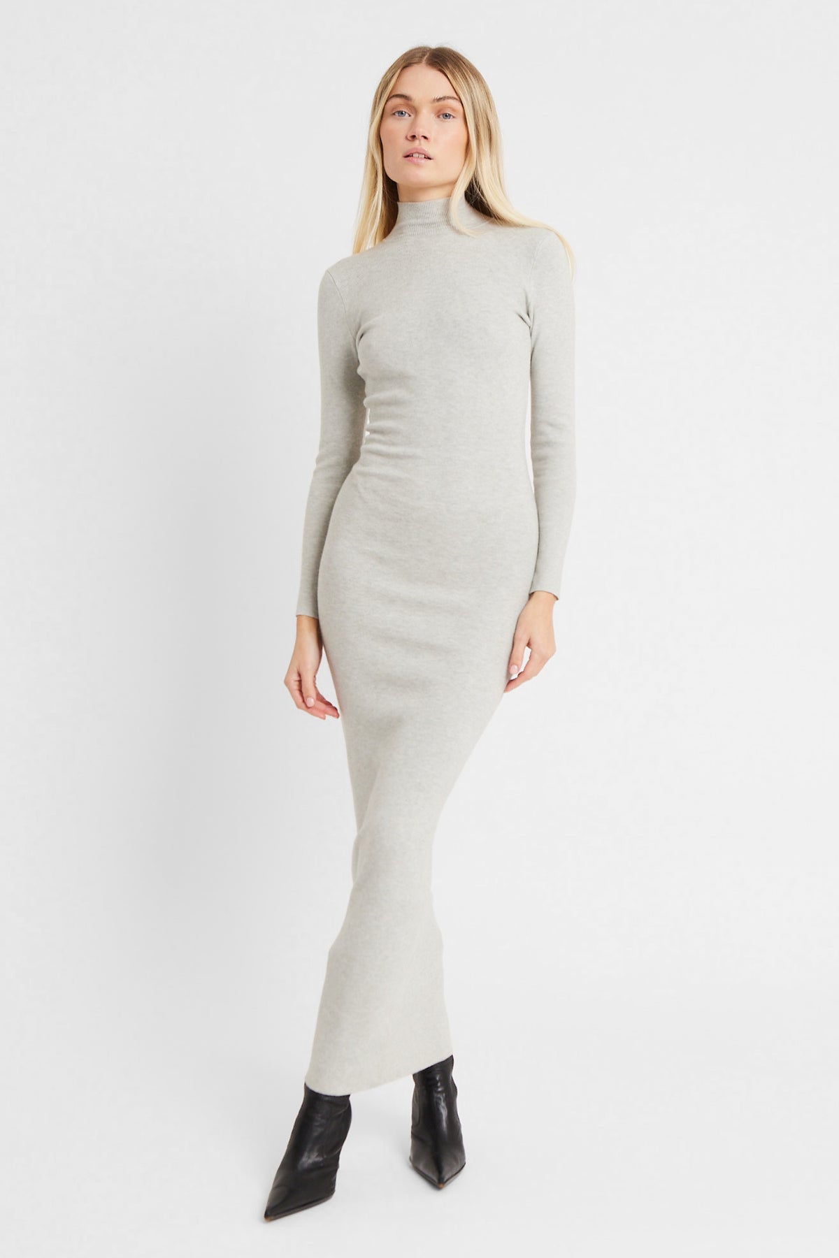 Fine Knit Maxi Dress - Grey Marl
