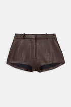 Tailored Leather Micro Shorts - Carob