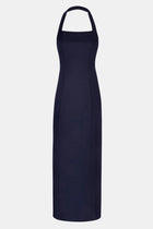 Tailored Halter Midi Dress - Navy