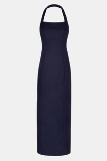 Tailored Halter Midi Dress - Navy