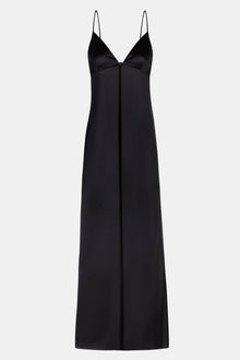 Satin V Neck Longline Camisole - Black