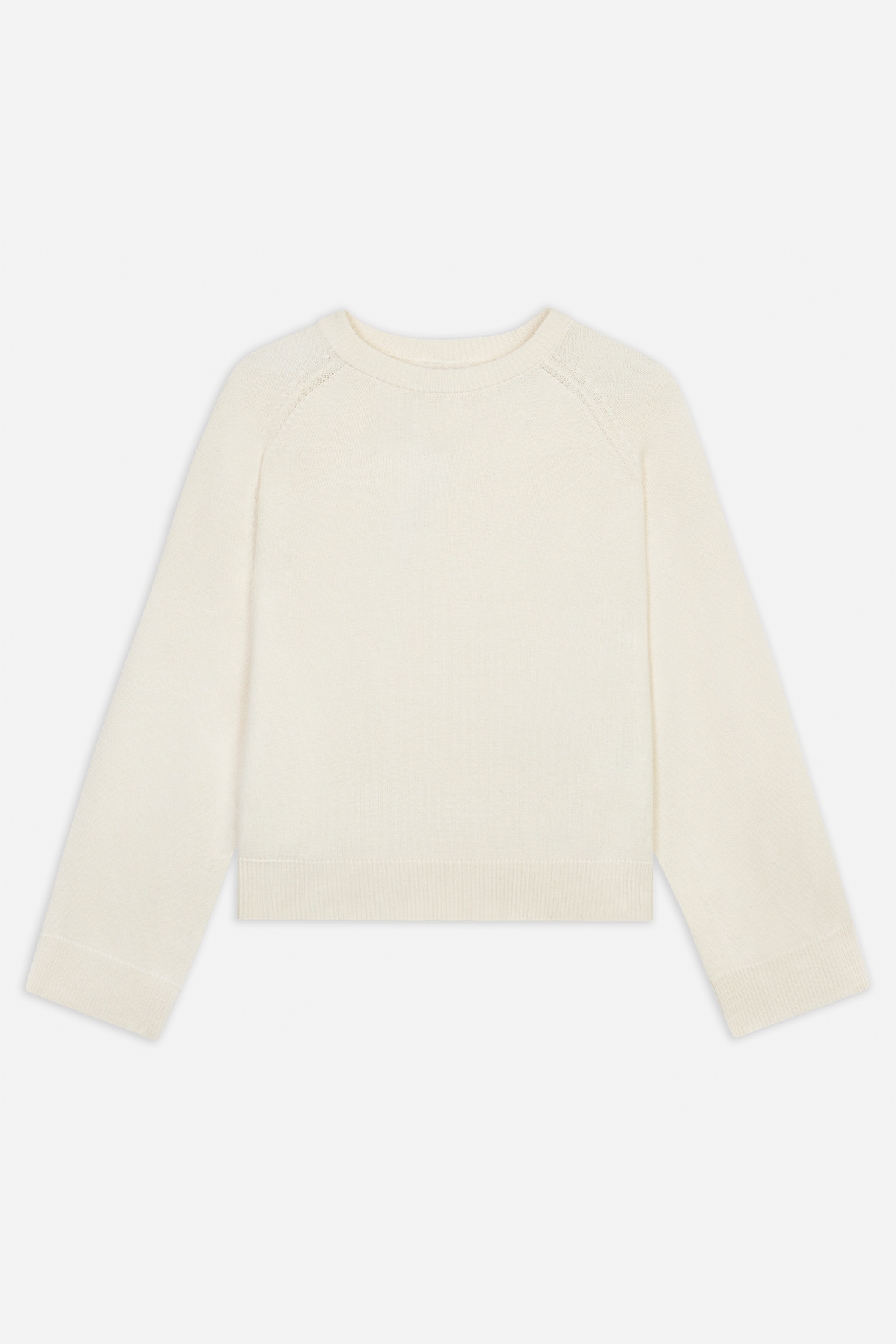 Crew Neck Cashmere Blend Jumper - Cream