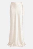Crushed Satin Bias Cut Maxi Skirt - Champagne