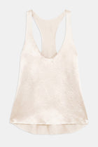 Crushed Satin Plunge U Neck Tank Top - Champagne