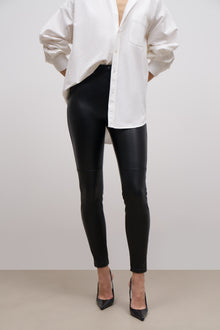 High Waisted Leather Leggings - Black