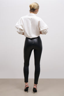 High Waisted Leather Leggings - Black