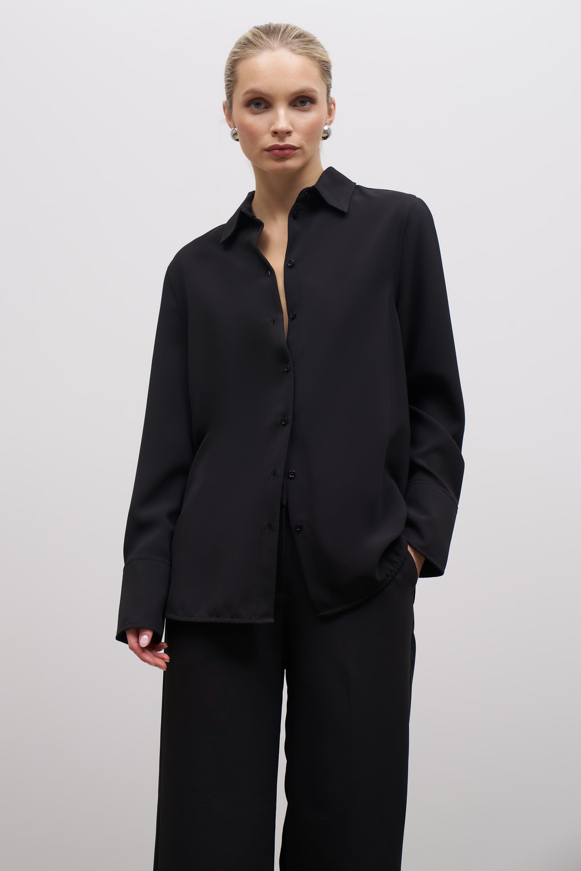 Effortless Oversized Shirt - Black