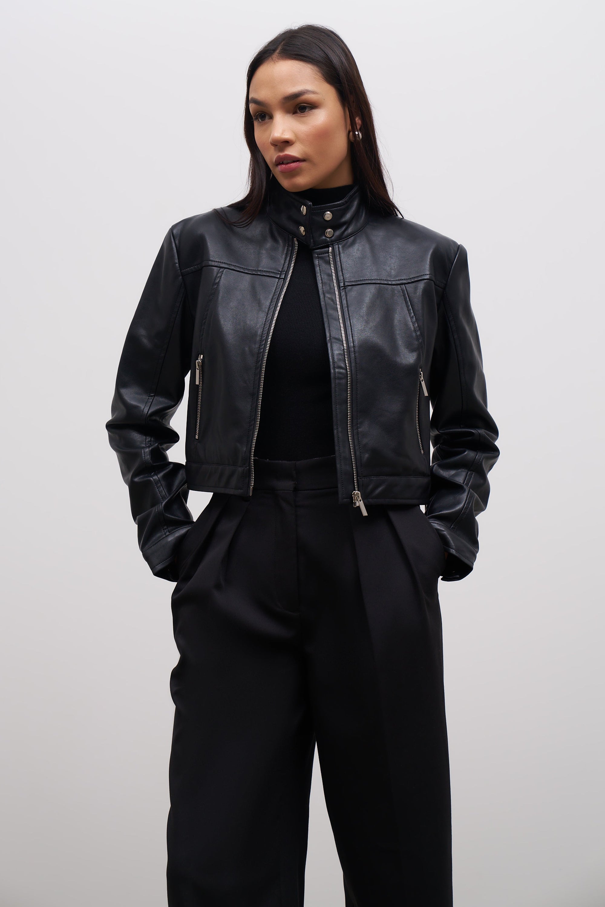 Leather Biker Jacket - Black