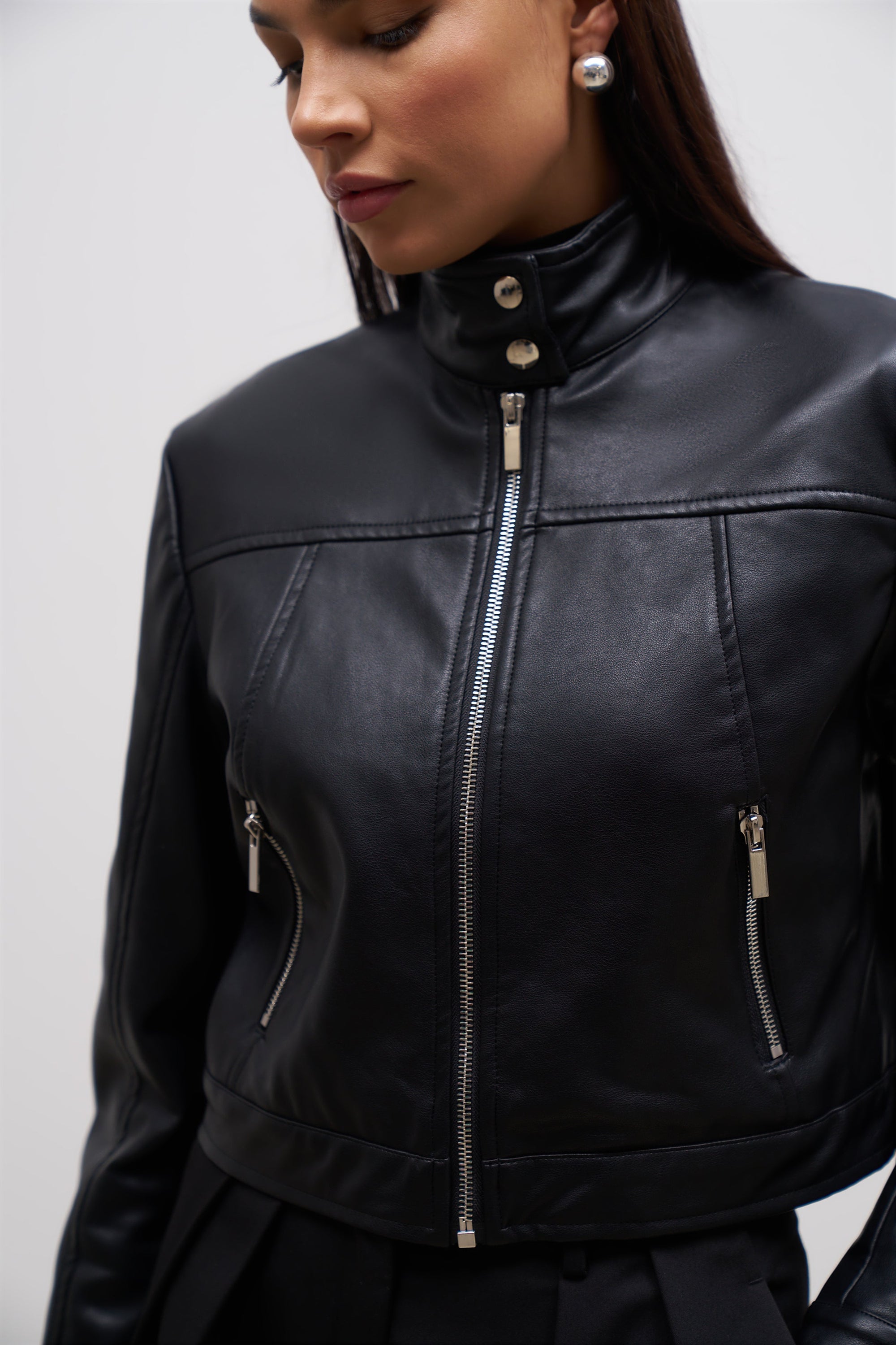 Leather Biker Jacket - Black