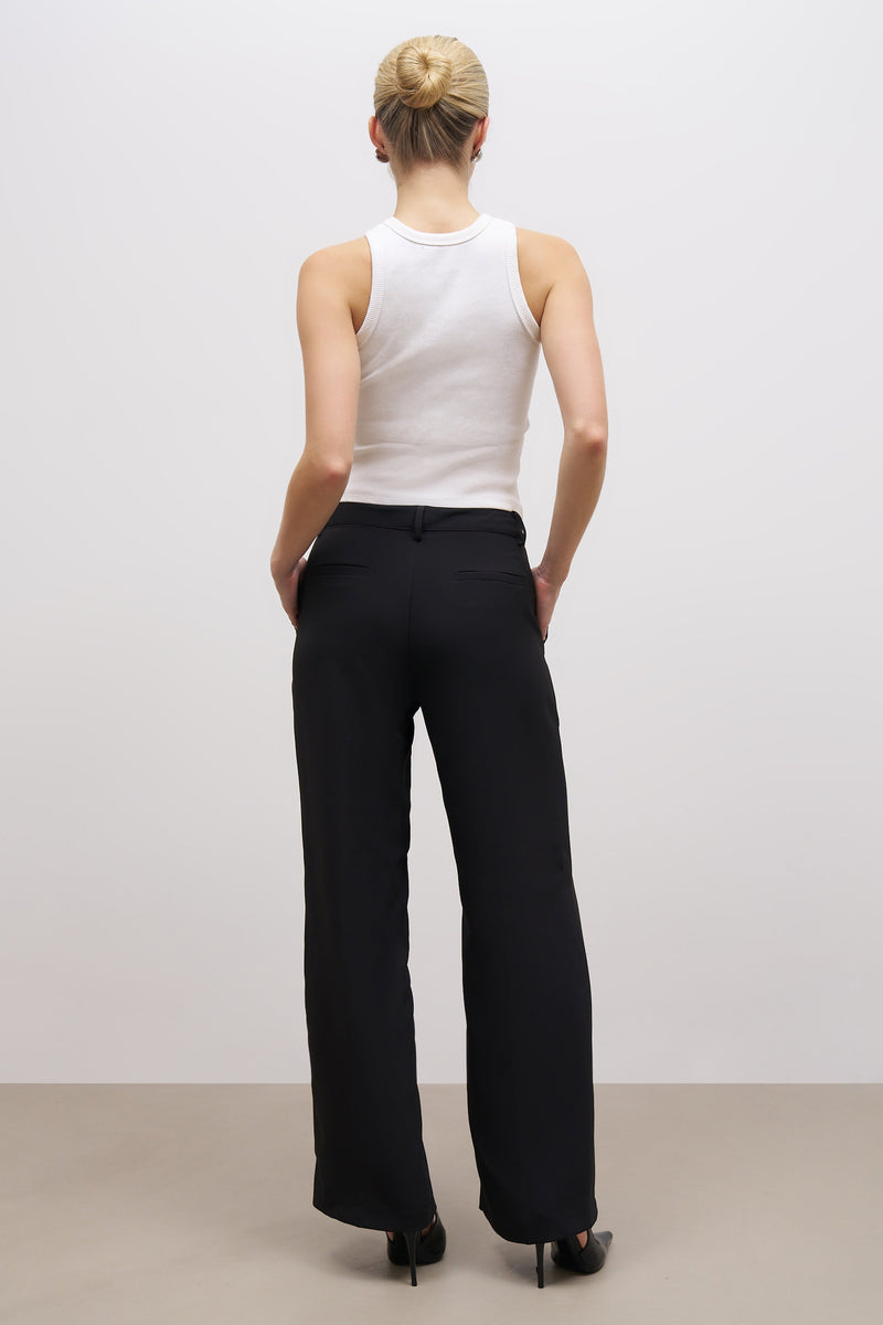 Draped Mid Rise Trousers - Black