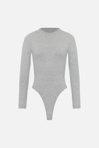 Cotton Longsleeve Bodysuit - Grey Marl