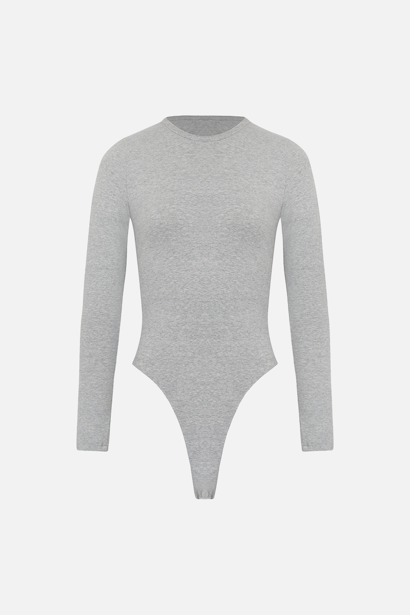 Cotton Longsleeve Bodysuit - Grey Marl