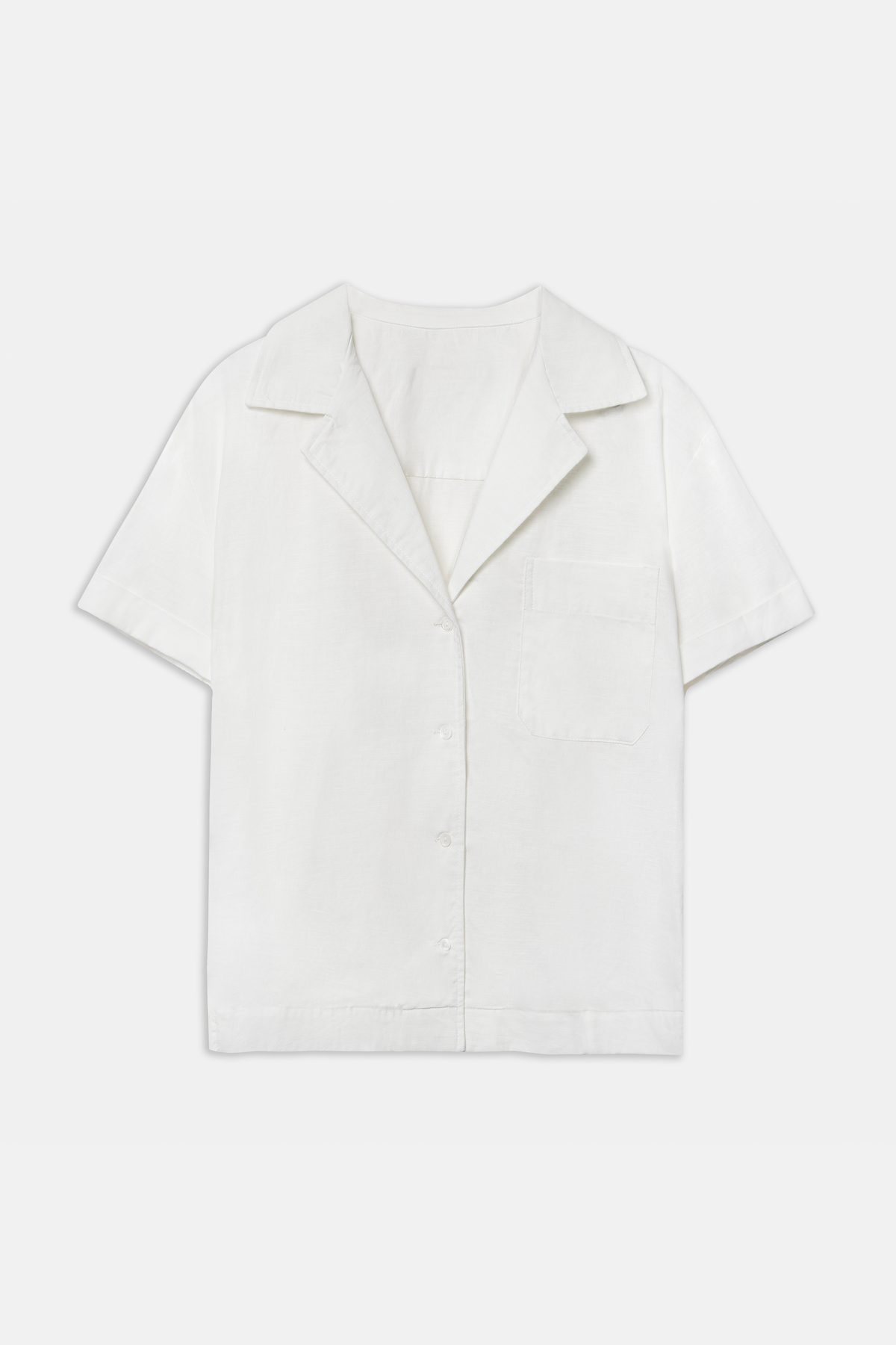 Linen Short Sleeve Bowling Shirt - White