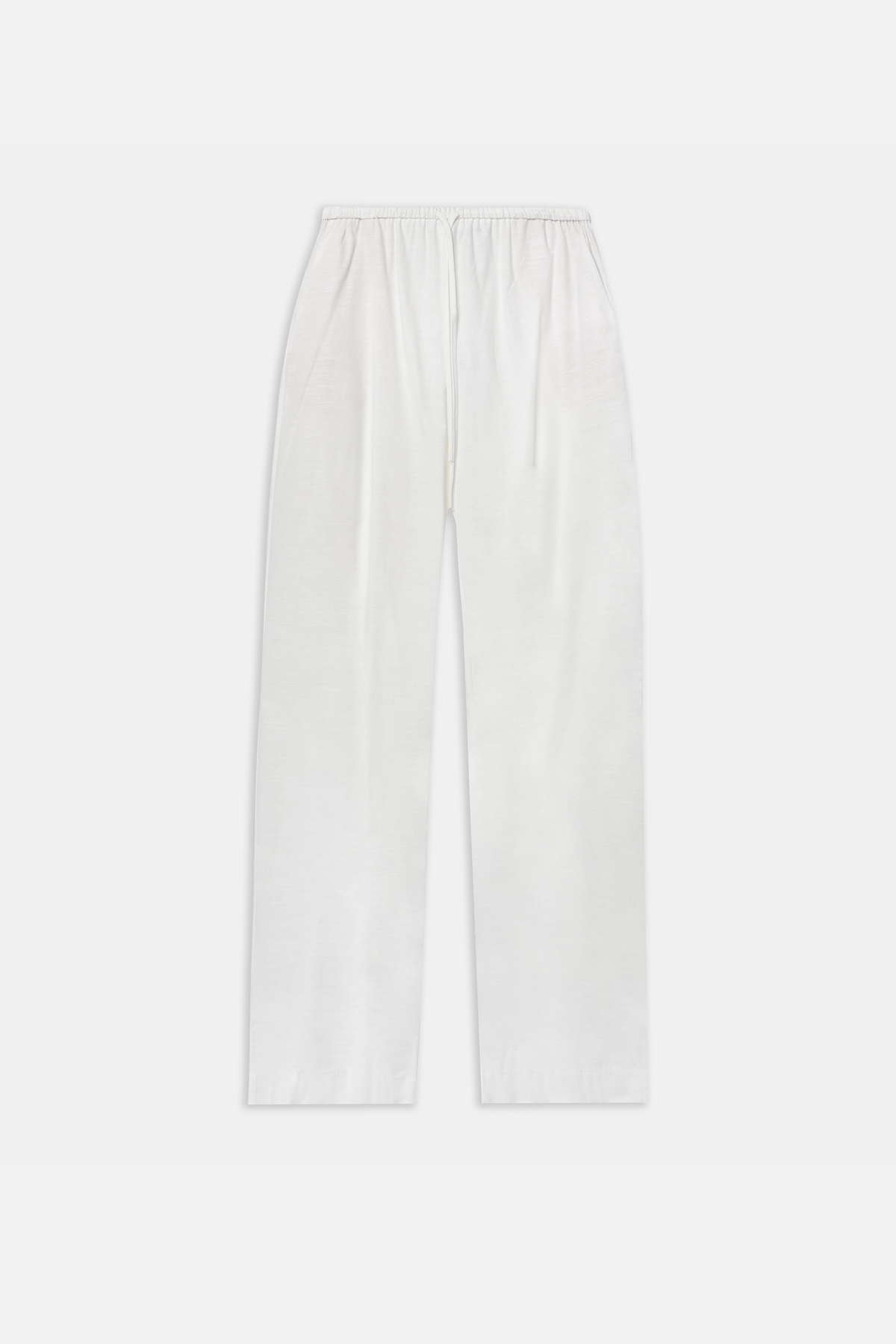 Linen Drawstring Wide Leg Trousers - White