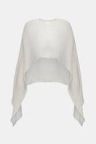 Sheer Chiffon Curved Hem Cape - Cream