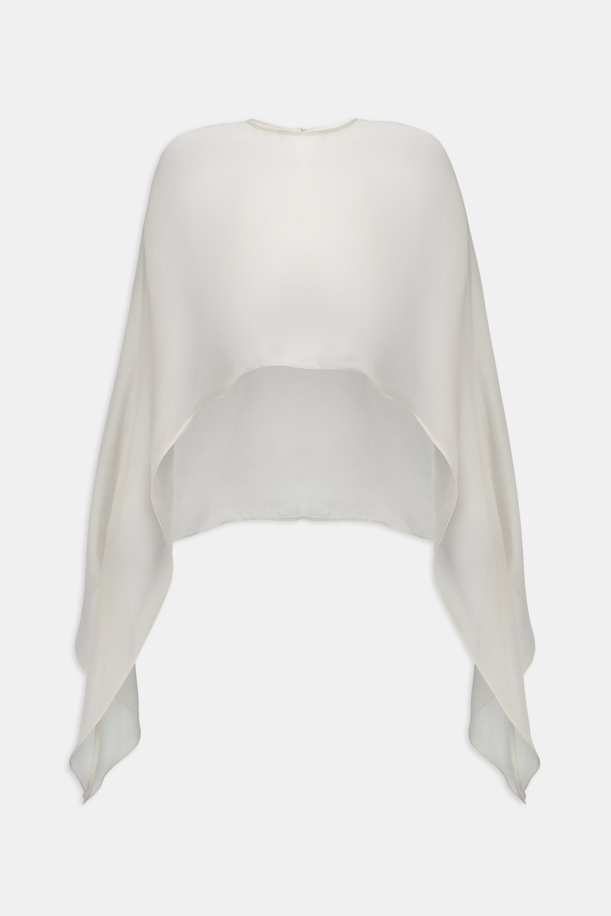 Sheer Chiffon Curved Hem Cape - Cream