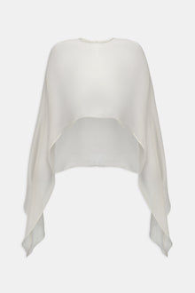 Sheer Chiffon Curved Hem Cape - Cream